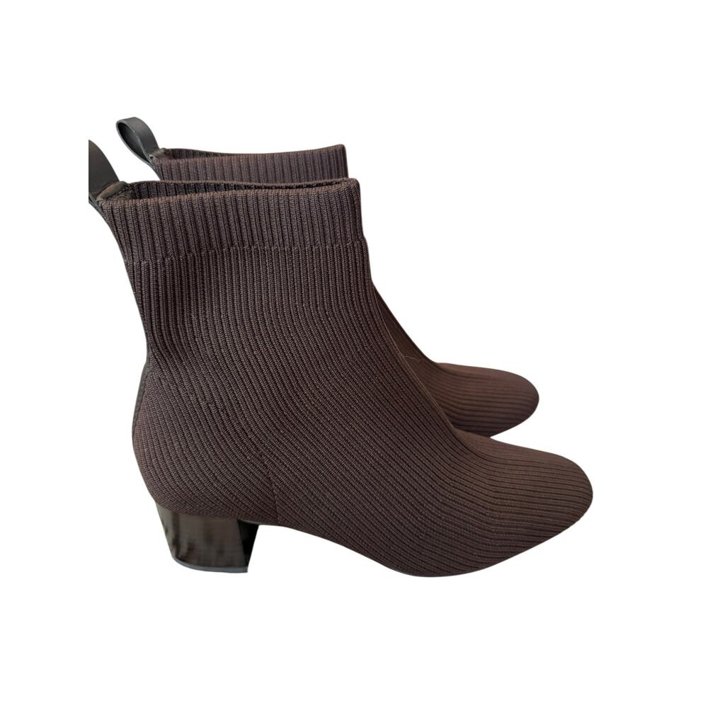 Everlane Glove Boot Dark Brown Knit Sock Ankle Boots Size 8.5 Block Heel
